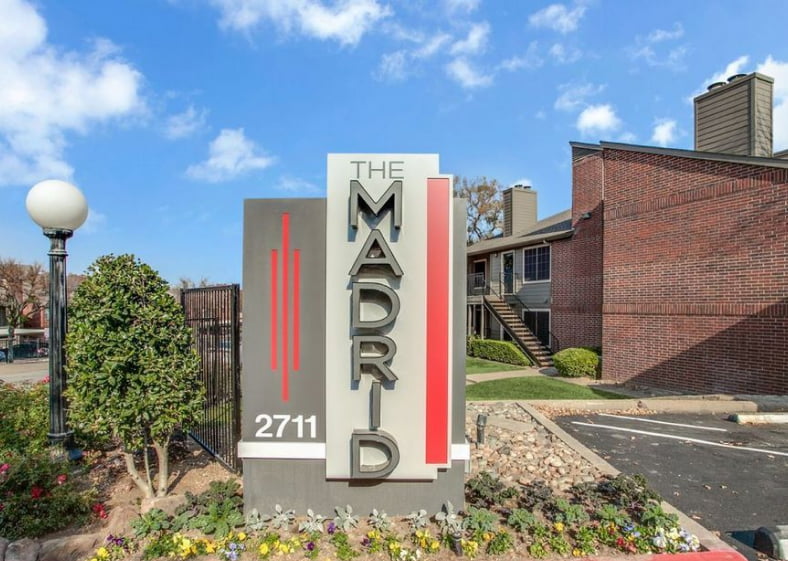 Exterior building facade and entry signage