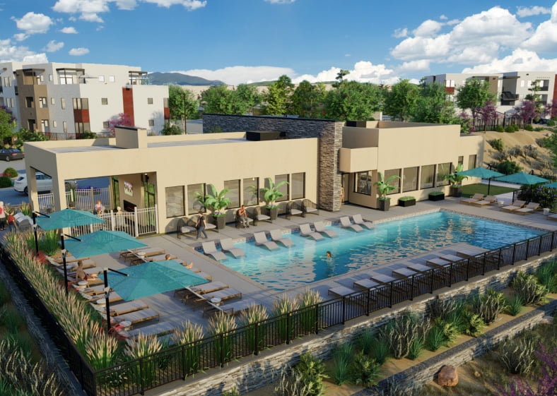 Rendering of exterior pool area