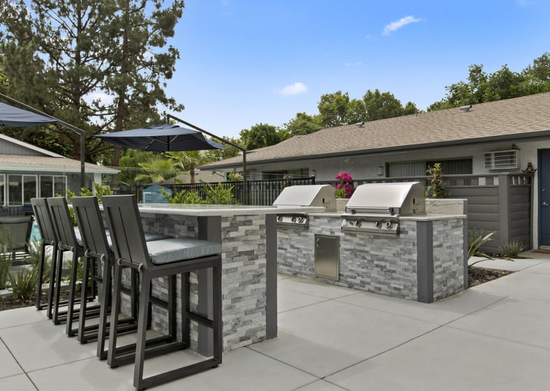 The Benson Apartments exterior barbecue grills