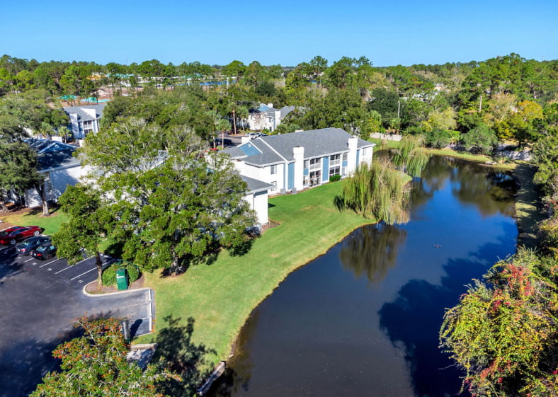 Aerial view of apartment complex