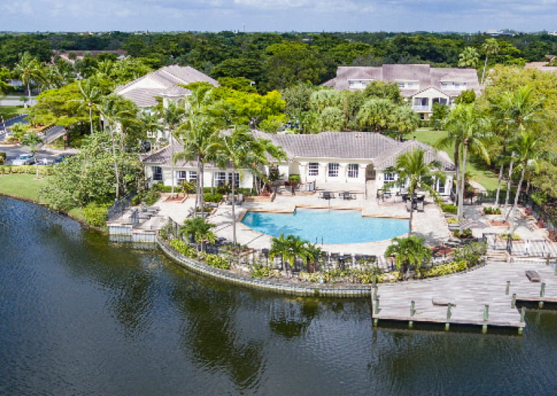 Apartment complex aerial view
