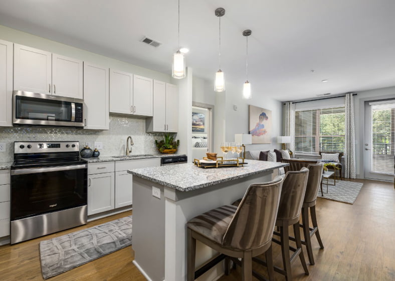 Model apartment kitchen and dining room